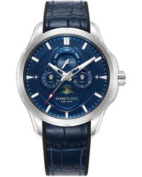 Kenneth Cole - Multifunction Dress Sport Genuine Leather Watch 42mm - Lyst