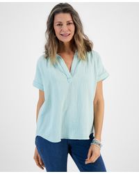 Style & Co. - Petite Cotton Short-sleeve Camp Shirt - Lyst