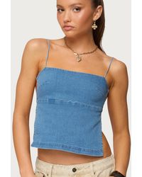 Edikted - Conley Backless Denim Top - Lyst