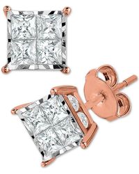 Macy's - Trumiracle Diamond Princess Cluster Stud Earrings (1 Ct. T.w. - Lyst