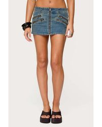 Edikted - Ronan Zip Up Denim Mini Skort - Lyst