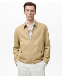 Mango - Zipper Linen Jacket - Lyst