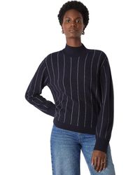 Whistles - Stripe Wool Funnel Neck Knit Sweater - Lyst