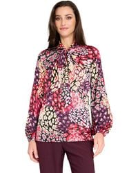 Tahari - Long Sleeve Bow Tie-neck Blouse - Lyst