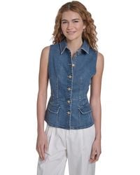 Nautica - Jeans Button Front Denim Vest - Lyst
