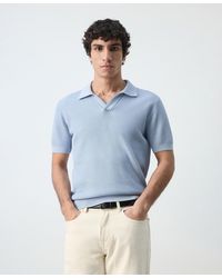 Mango - Cotton Knitted Structure Polo Shirt - Lyst