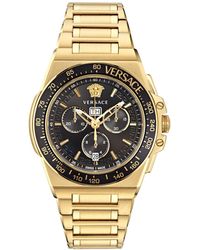 Versace - Greca Extreme Swiss Chronograph Gold-tone Stainless Steel Bracelet Watch 45mm - Lyst