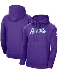 Nike - Los Angeles Lakers 2021/22 City Edition Essential Logo Pullover Hoodie - Lyst