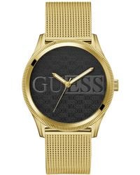 Guess - Analog Gold-tone Stainless Steel Mesh Watch - Lyst
