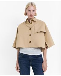 Mango - Cape Style Cropped Trench Jacket - Lyst