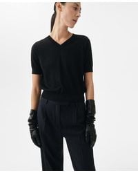 Mango - Wool V-neck Sweater - Lyst