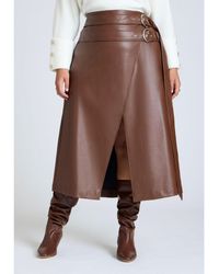 Eloquii - Plus Size Double Belt Wrap Faux Leather Skirt - Lyst