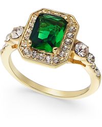 Charter Club - Gold Plate Crystal & Stone Square Halo Ring - Lyst