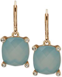 Anne Klein - Gold-tone Pave & Color Stone Drop Earrings - Lyst