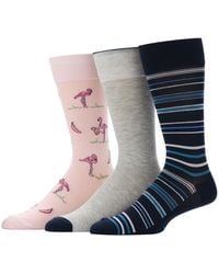 Perry Ellis - Flamingo And Stripe Patterned Crew Socks - Lyst