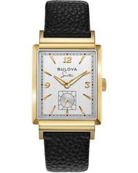 Bulova - Frank Sinatra My Way Black Leather Strap Watch 29.5 X 47mm - Lyst