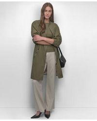 DKNY - Perforated Long Sleeve Anarak Jacket Front Seam Pull On Trousers Textured Knit Short Sleeve Crewneck Top - Lyst