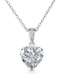 Genevive Jewelry - Sterling Silver Cubic Zirconia Heart Shape Necklace - Lyst