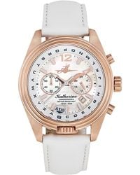 Abingdon Co. - Katherine Chronograph White Leather Strap Watch 40mm - Lyst