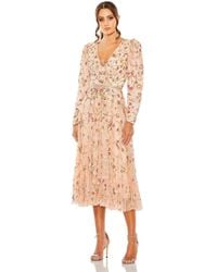 Mac Duggal - Floral Embellished Wrap Over Puff Sleeve A Line Gown - Lyst