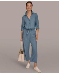 Donna Karan Weekend - Linen Button Front Tie Blouse High Rise Relaxed Pants - Lyst