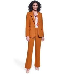 KARL LAGERFELD - Notch Lapel Woven Blazer Sleeveless Printed Tie Neck Blouse Full Length Mid Rise Flare Pants - Lyst