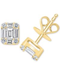 Effy - Effy® Diamond Baguette Cluster Stud Earrings (3/4 Ct. T.w.) In 14k Gold - Lyst