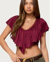 Edikted - Deena Ruffled V Neck Top - Lyst