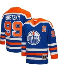 Mitchell & Ness - Wayne Gretzky Edmonton Oilers Big And Tall 1986 Captain Patch Blue Line Player Jersey - Lyst