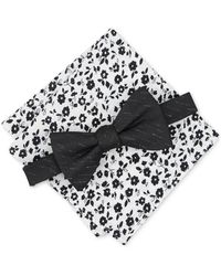 BarIII - Lansing Solid Bow Tie & Floral Pocket Square Set - Lyst