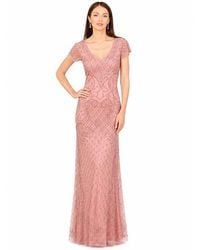 Lara - Beaded Cap Sleeve Gown With V-neckline - Lyst