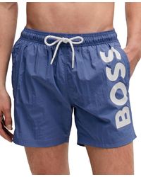 BOSS - Boss By Quick-dry Large Logo Print Swim Shorts - Lyst