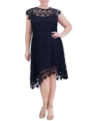 Eliza J - Plus Size Floral-lace Boat-neck Fit & Flare Dress - Lyst