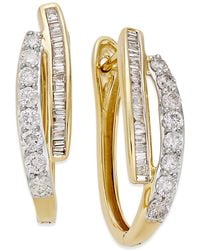Macy S Diamond Hoop Earrings 1 3 4 Ct T W In 14k White Gold In