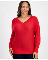 INC International Concepts - Plus Size V-neck Dolman-sleeve Sweater - Lyst
