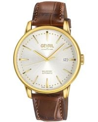 Gevril - Swiss Made Mulberry Swiss Automatic Italian Leather Strap Watch - Lyst