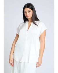 Eloquii - Plus Size Satin Notch Collar Blouse - Lyst