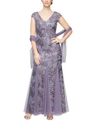 Alex Evenings - Petite Sequined Embroidered Gown & Shawl - Lyst