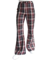 Almost Famous Juniors' High Rise Plaid Flare Jeans - Red