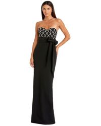 Mac Duggal - Strapless Crepe Embellished Bustier Gown With Bow - Lyst