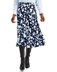 Alfani Womens Blue A-Line Printed Midi Midi Skirt 12 BHFO 8912