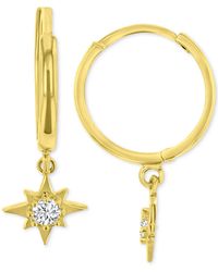 Macy's - Cubic Zirconia Star Dangle Hoop Drop Earrings - Lyst