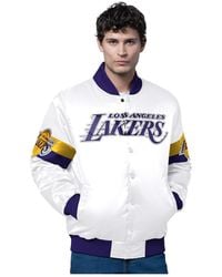 Starter - White Los Angeles Lakers Triple Option Varsity Full-snap Satin Jacket - Lyst