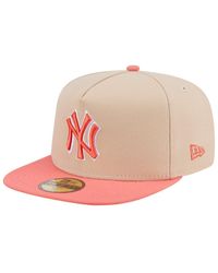 KTZ - Light Beige/coral New York Yankees Two-tone Color Pack A-frame 59fifty Fitted Hat - Lyst