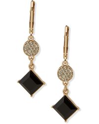 Karl Lagerfeld - Glass & Epoxy Stone Gold-tone Pave Double Drop Earrings - Lyst