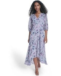 Calvin Klein - Faux Wrap Balloon-sleeve Dress - Lyst