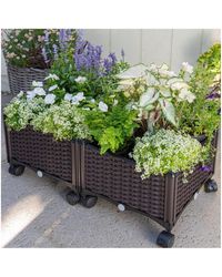 Slickblue - Modern 2-piece Raised Garden Planter Box On Wheels For Indoor And Outdoor Use - Lyst