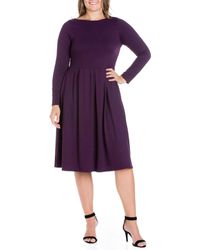 24seven Comfort Apparel - Plus Size Fit And Flare Midi Dress - Lyst