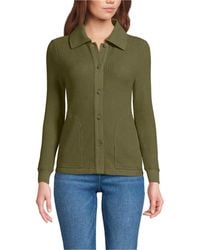 Lands' End - Long Sleeve Waffle Collared Shacket - Lyst