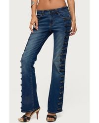Edikted - Button Loop Low Rise Bootcut Jeans - Lyst